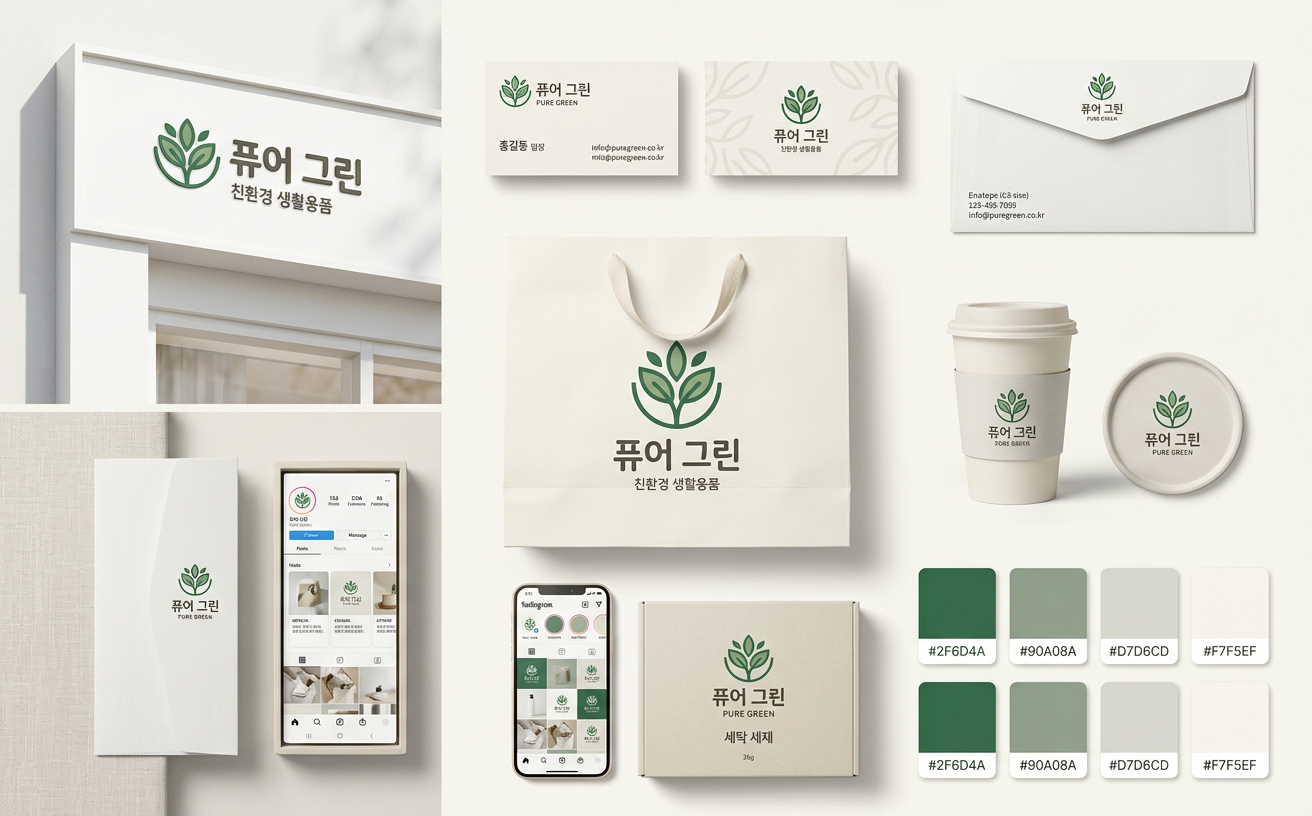 퓨어 그린 로고 디자인